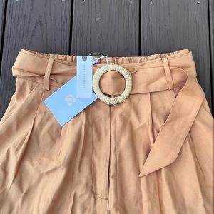 Anthropologie Size S Small Coral WAYF Ellen Belted Wide Leg Trouser Pants
